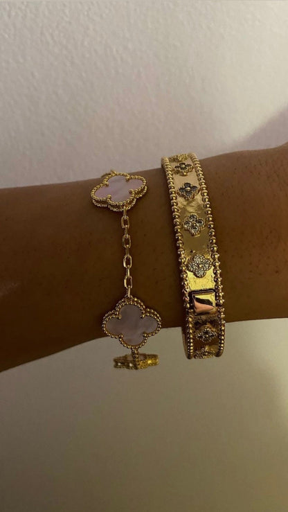 Bracelet de trèfle - fleur rose