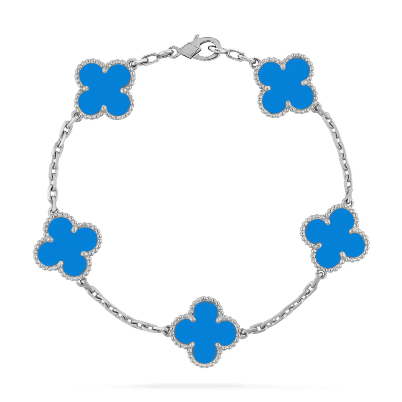 Bracelet de trèfle - bleu (argent)