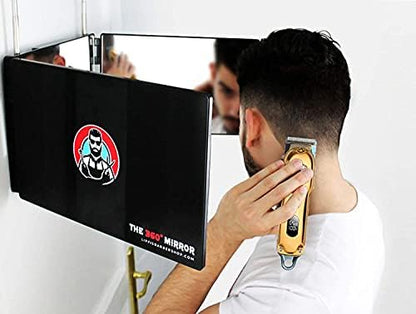 Le miroir 360 - crochets télescoping à montage de porte réglables - miroir de coupe de cheveux pour hommes - miroir à 3 voies pour la coupe de cheveux