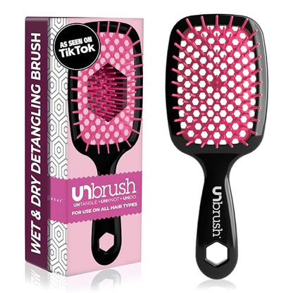 Jazmine Heat Unbrush Détanglant la brosse pour le brossage sans douleur sur tous les types de cheveux humides ou secs - Préplettes antistatiques duoflex durables, poignée légère, brosse à cheveux ventilée