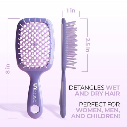 Jazmine Heat Unbrush Détanglant la brosse pour le brossage sans douleur sur tous les types de cheveux humides ou secs - Préplettes antistatiques duoflex durables, poignée légère, brosse à cheveux ventilée