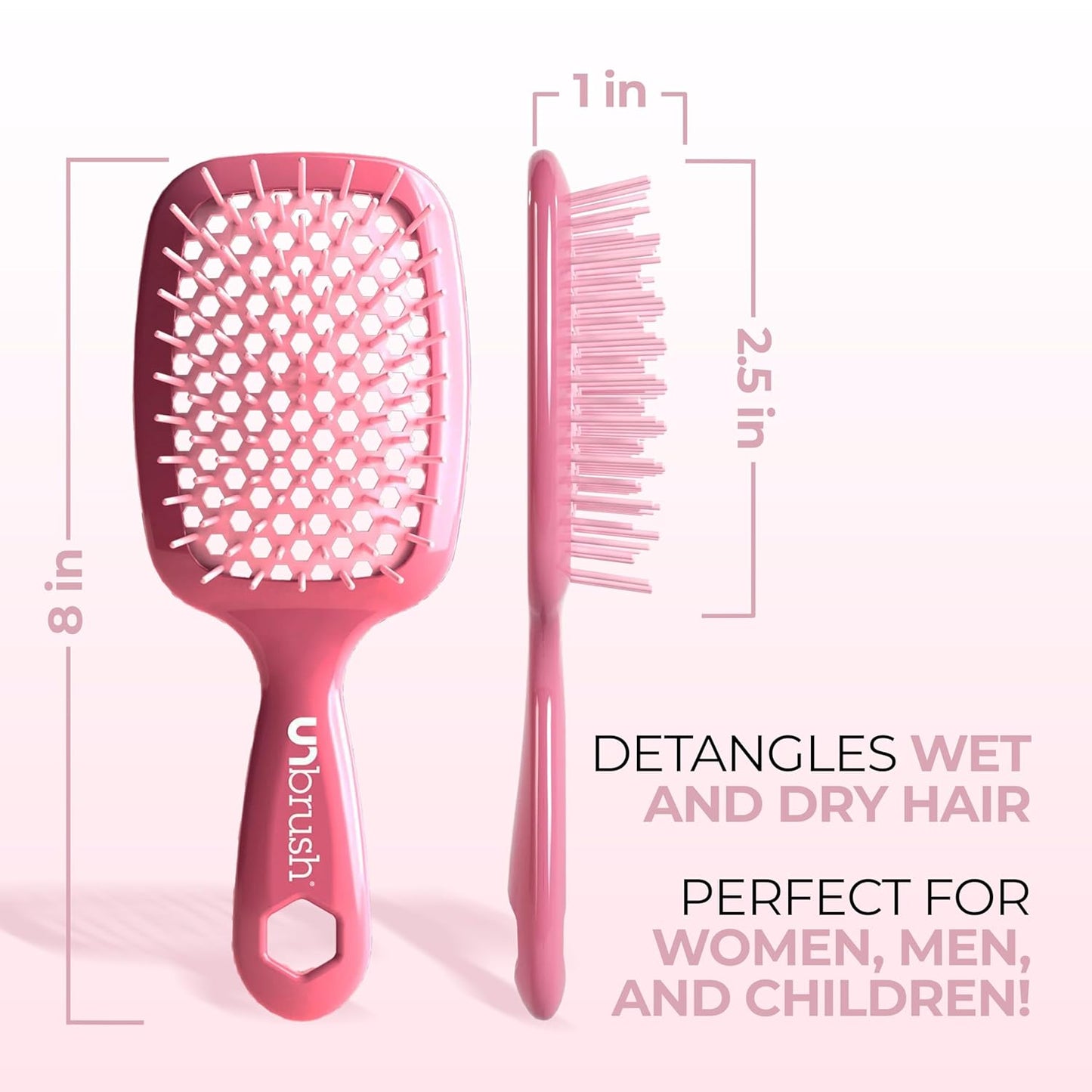 Jazmine Heat Unbrush Détanglant la brosse pour le brossage sans douleur sur tous les types de cheveux humides ou secs - Préplettes antistatiques duoflex durables, poignée légère, brosse à cheveux ventilée