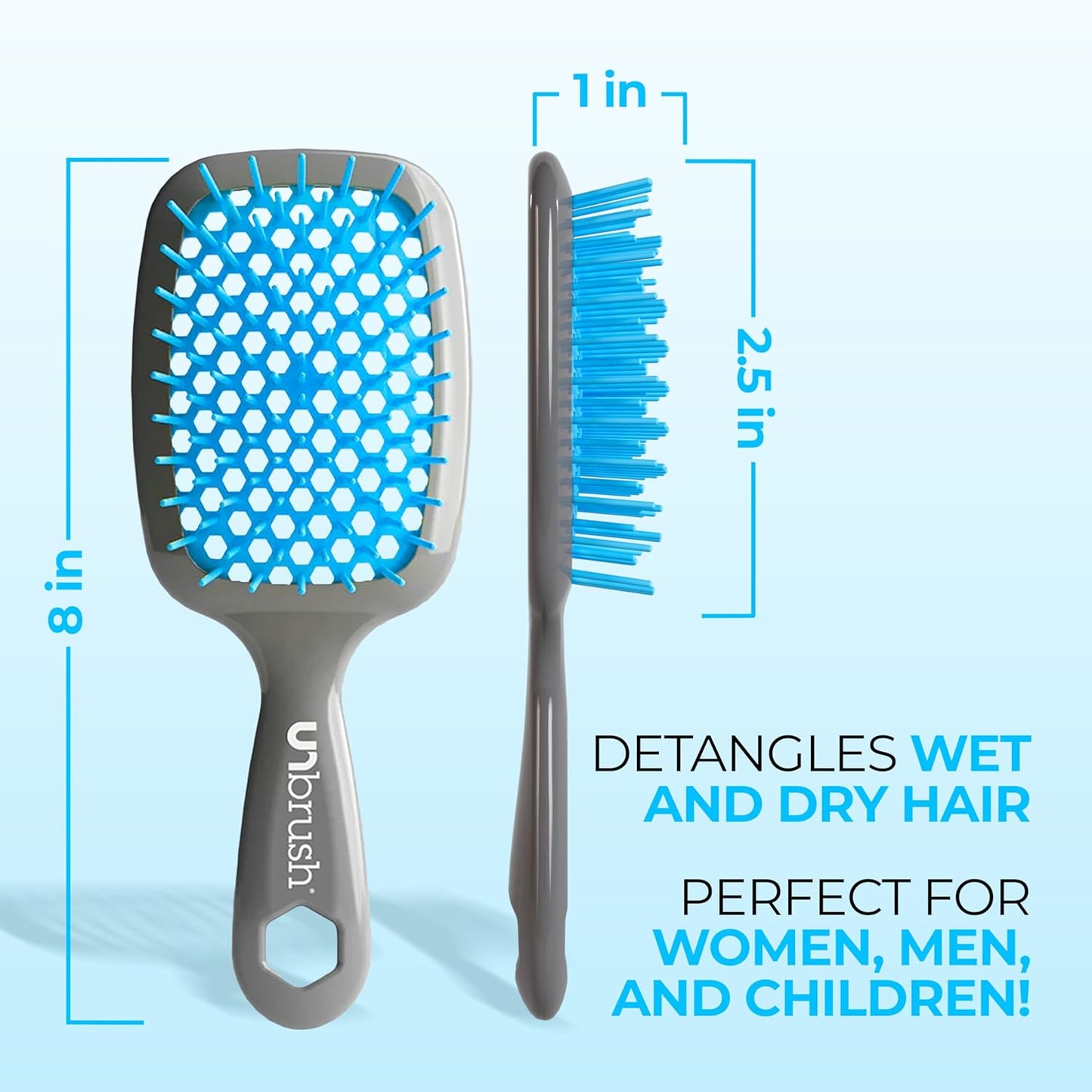 Jazmine Heat Unbrush Détanglant la brosse pour le brossage sans douleur sur tous les types de cheveux humides ou secs - Préplettes antistatiques duoflex durables, poignée légère, brosse à cheveux ventilée