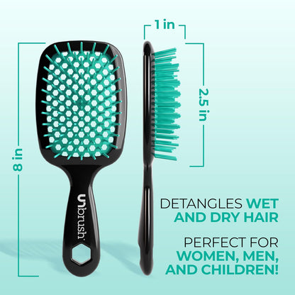 Jazmine Heat Unbrush Détanglant la brosse pour le brossage sans douleur sur tous les types de cheveux humides ou secs - Préplettes antistatiques duoflex durables, poignée légère, brosse à cheveux ventilée