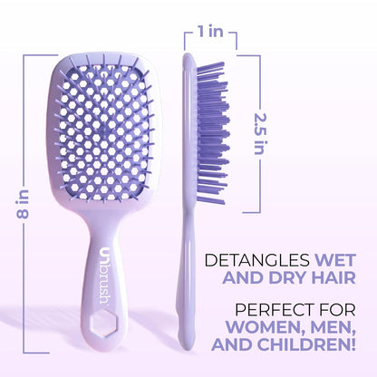 Jazmine Heat Unbrush Détanglant la brosse pour le brossage sans douleur sur tous les types de cheveux humides ou secs - Préplettes antistatiques duoflex durables, poignée légère, brosse à cheveux ventilée