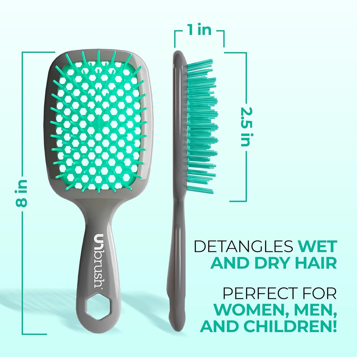 Jazmine Heat Unbrush Détanglant la brosse pour le brossage sans douleur sur tous les types de cheveux humides ou secs - Préplettes antistatiques duoflex durables, poignée légère, brosse à cheveux ventilée