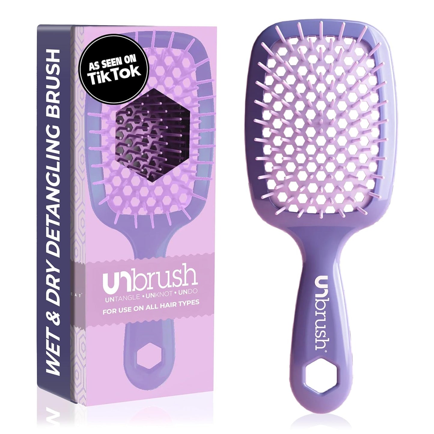 Jazmine Heat Unbrush Détanglant la brosse pour le brossage sans douleur sur tous les types de cheveux humides ou secs - Préplettes antistatiques duoflex durables, poignée légère, brosse à cheveux ventilée