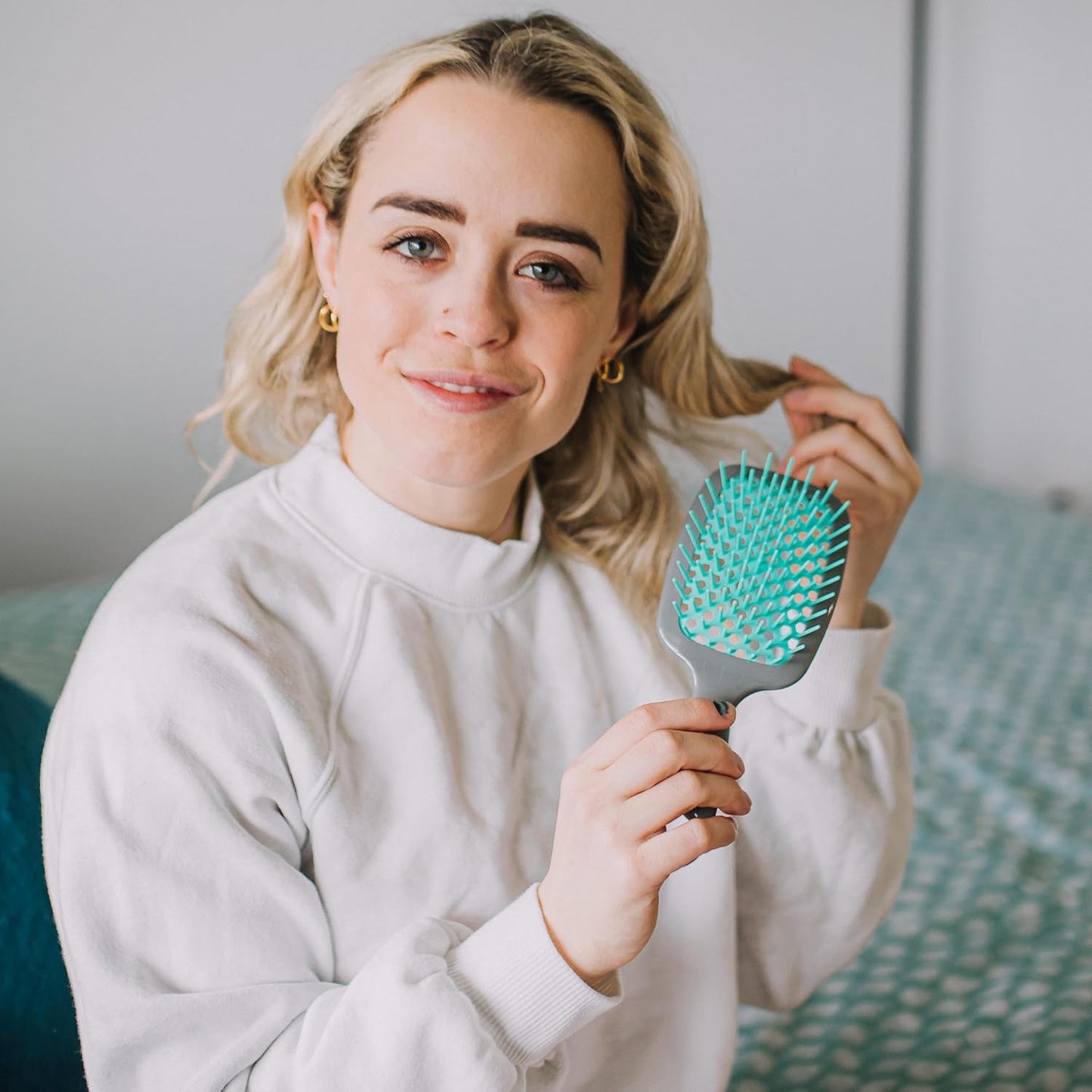 Jazmine Heat Unbrush Détanglant la brosse pour le brossage sans douleur sur tous les types de cheveux humides ou secs - Préplettes antistatiques duoflex durables, poignée légère, brosse à cheveux ventilée