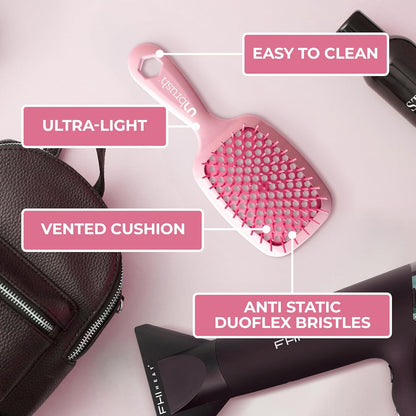 Jazmine Heat Unbrush Détanglant la brosse pour le brossage sans douleur sur tous les types de cheveux humides ou secs - Préplettes antistatiques duoflex durables, poignée légère, brosse à cheveux ventilée