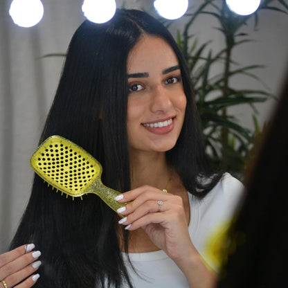 Jazmine Heat Unbrush Détanglant la brosse pour le brossage sans douleur sur tous les types de cheveux humides ou secs - Préplettes antistatiques duoflex durables, poignée légère, brosse à cheveux ventilée