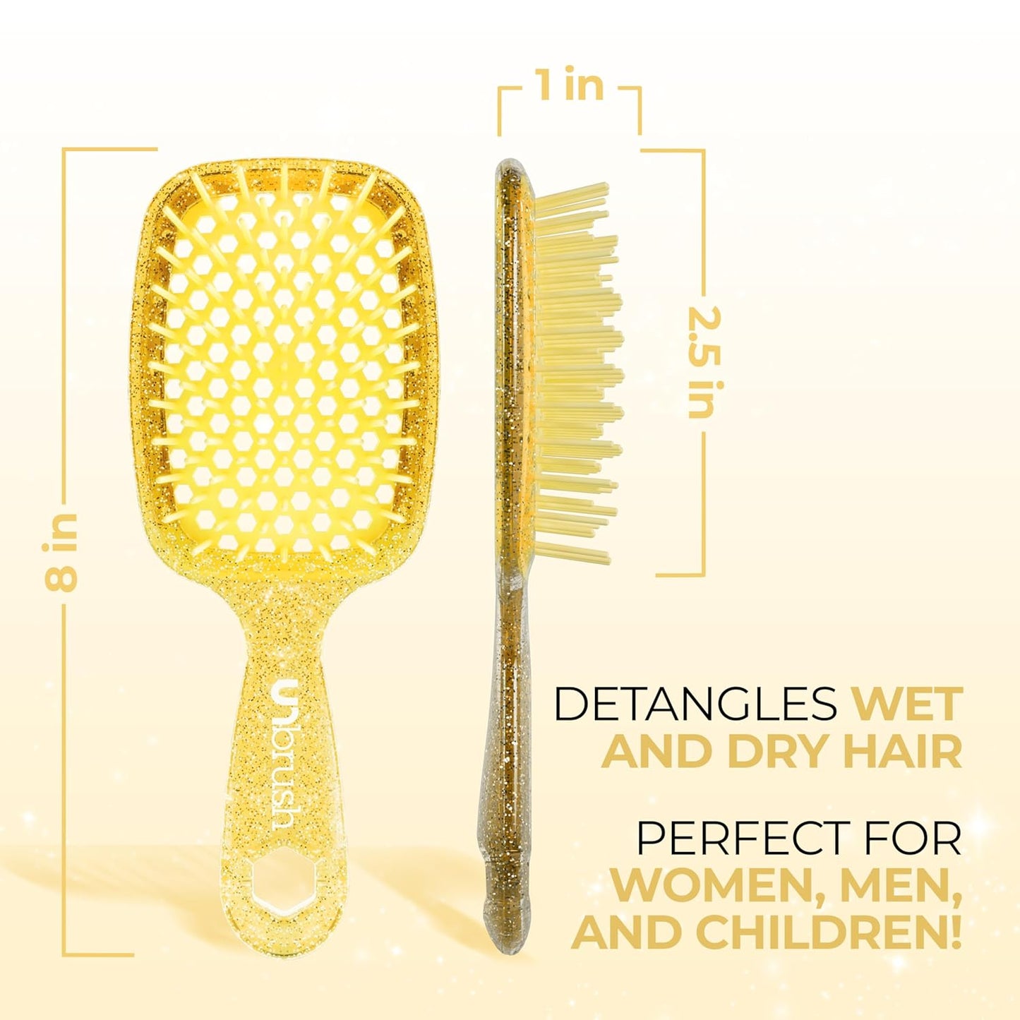 Jazmine Heat Unbrush Détanglant la brosse pour le brossage sans douleur sur tous les types de cheveux humides ou secs - Préplettes antistatiques duoflex durables, poignée légère, brosse à cheveux ventilée