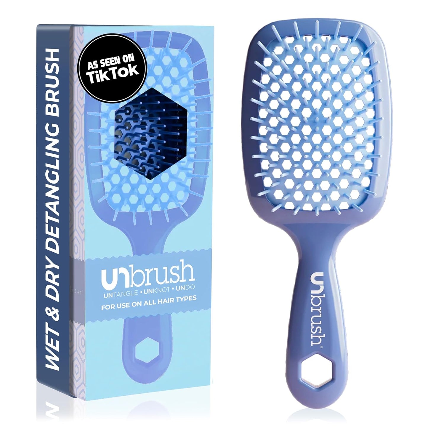 Jazmine Heat Unbrush Détanglant la brosse pour le brossage sans douleur sur tous les types de cheveux humides ou secs - Préplettes antistatiques duoflex durables, poignée légère, brosse à cheveux ventilée