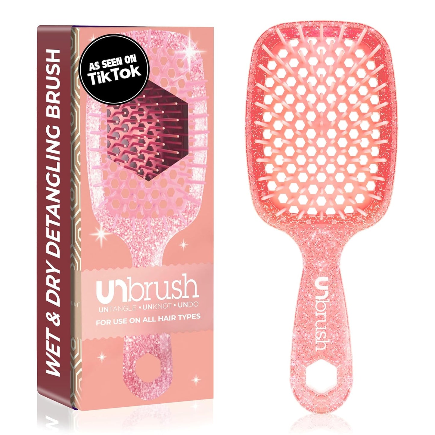 Jazmine Heat Unbrush Détanglant la brosse pour le brossage sans douleur sur tous les types de cheveux humides ou secs - Préplettes antistatiques duoflex durables, poignée légère, brosse à cheveux ventilée