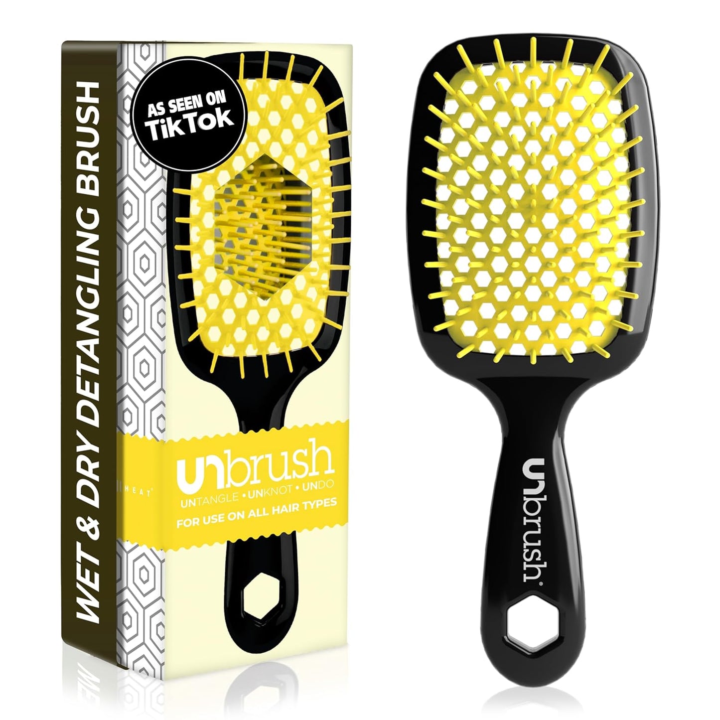 Jazmine Heat Unbrush Détanglant la brosse pour le brossage sans douleur sur tous les types de cheveux humides ou secs - Préplettes antistatiques duoflex durables, poignée légère, brosse à cheveux ventilée