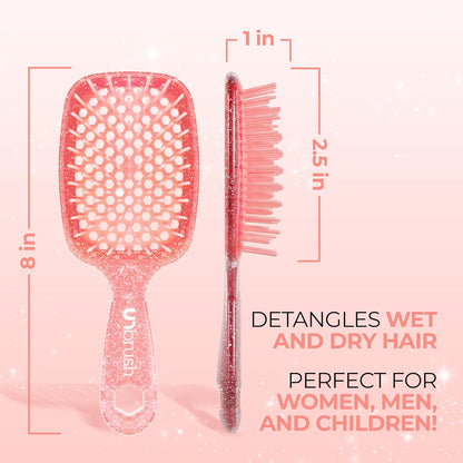 Jazmine Heat Unbrush Détanglant la brosse pour le brossage sans douleur sur tous les types de cheveux humides ou secs - Préplettes antistatiques duoflex durables, poignée légère, brosse à cheveux ventilée