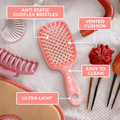 Jazmine Heat Unbrush Détanglant la brosse pour le brossage sans douleur sur tous les types de cheveux humides ou secs - Préplettes antistatiques duoflex durables, poignée légère, brosse à cheveux ventilée