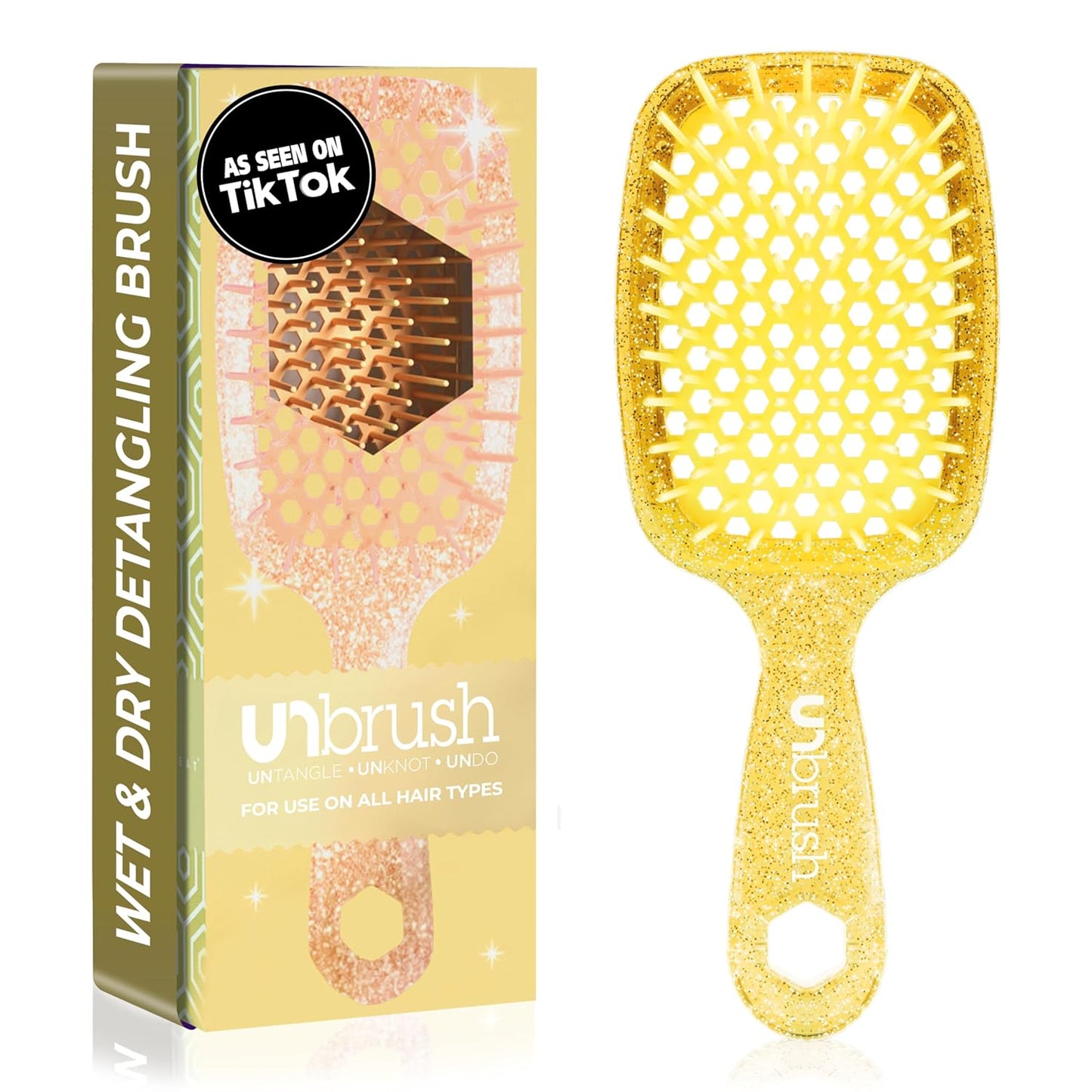 Jazmine Heat Unbrush Détanglant la brosse pour le brossage sans douleur sur tous les types de cheveux humides ou secs - Préplettes antistatiques duoflex durables, poignée légère, brosse à cheveux ventilée