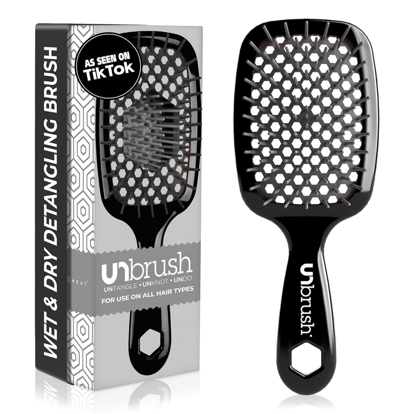 Jazmine Heat Unbrush Détanglant la brosse pour le brossage sans douleur sur tous les types de cheveux humides ou secs - Préplettes antistatiques duoflex durables, poignée légère, brosse à cheveux ventilée