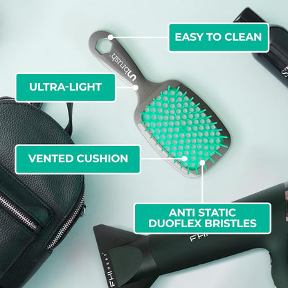 Jazmine Heat Unbrush Détanglant la brosse pour le brossage sans douleur sur tous les types de cheveux humides ou secs - Préplettes antistatiques duoflex durables, poignée légère, brosse à cheveux ventilée