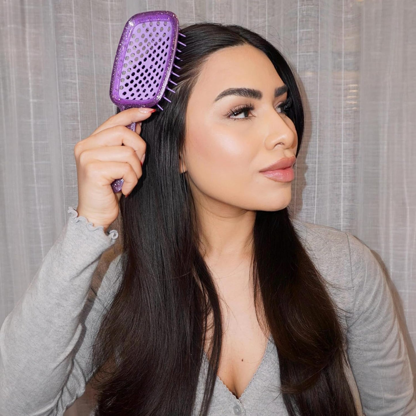 Jazmine Heat Unbrush Détanglant la brosse pour le brossage sans douleur sur tous les types de cheveux humides ou secs - Préplettes antistatiques duoflex durables, poignée légère, brosse à cheveux ventilée