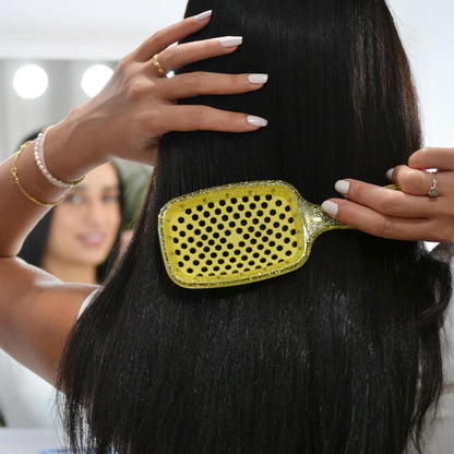 Jazmine Heat Unbrush Détanglant la brosse pour le brossage sans douleur sur tous les types de cheveux humides ou secs - Préplettes antistatiques duoflex durables, poignée légère, brosse à cheveux ventilée