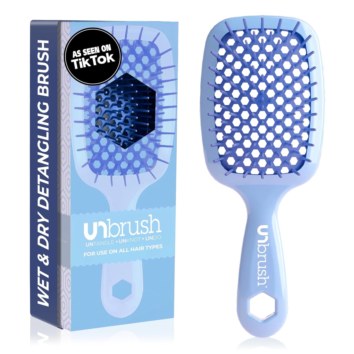 Jazmine Heat Unbrush Détanglant la brosse pour le brossage sans douleur sur tous les types de cheveux humides ou secs - Préplettes antistatiques duoflex durables, poignée légère, brosse à cheveux ventilée