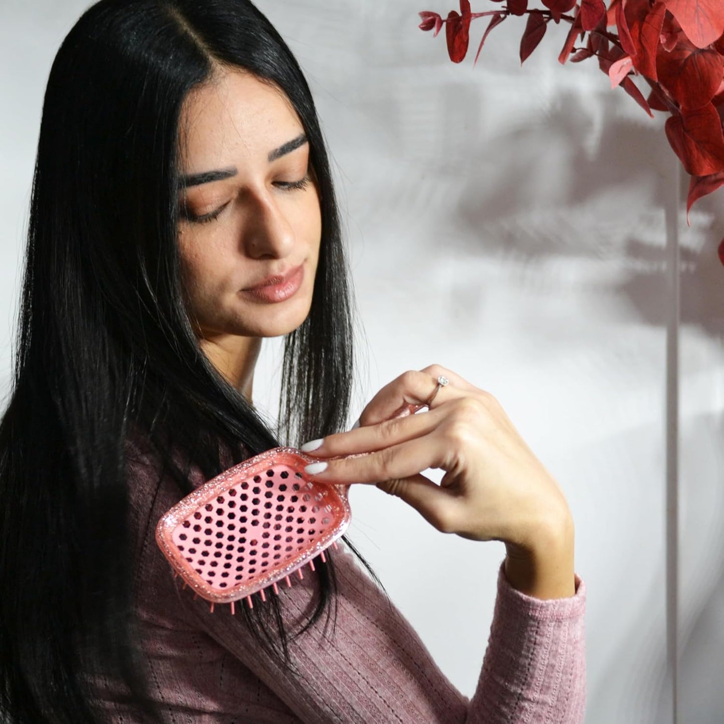 Jazmine Heat Unbrush Détanglant la brosse pour le brossage sans douleur sur tous les types de cheveux humides ou secs - Préplettes antistatiques duoflex durables, poignée légère, brosse à cheveux ventilée