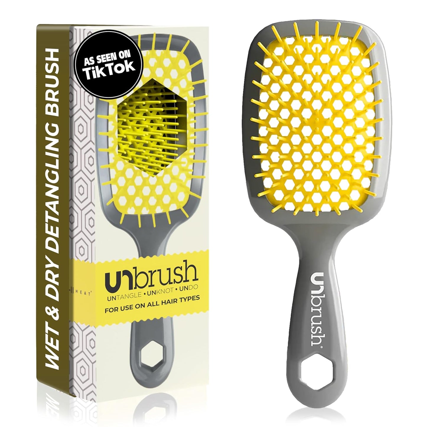 Jazmine Heat Unbrush Détanglant la brosse pour le brossage sans douleur sur tous les types de cheveux humides ou secs - Préplettes antistatiques duoflex durables, poignée légère, brosse à cheveux ventilée