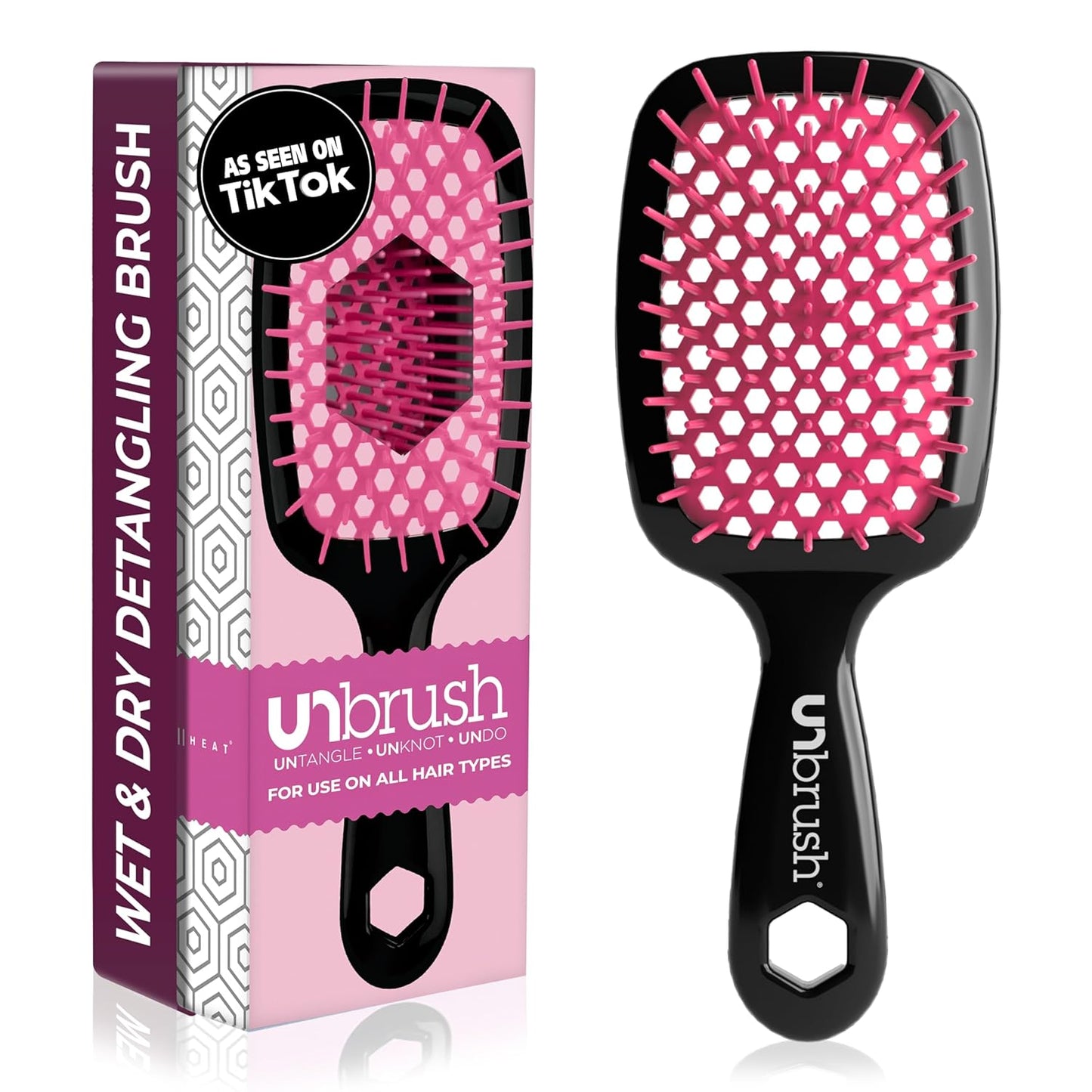 Jazmine Heat Unbrush Détanglant la brosse pour le brossage sans douleur sur tous les types de cheveux humides ou secs - Préplettes antistatiques duoflex durables, poignée légère, brosse à cheveux ventilée