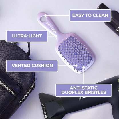 Jazmine Heat Unbrush Détanglant la brosse pour le brossage sans douleur sur tous les types de cheveux humides ou secs - Préplettes antistatiques duoflex durables, poignée légère, brosse à cheveux ventilée