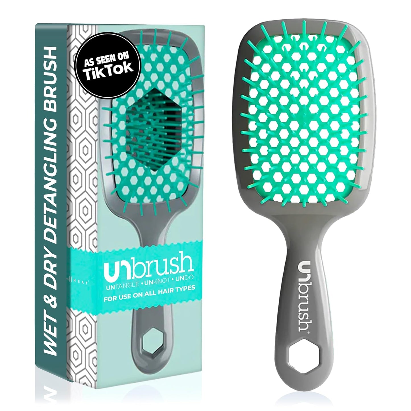 Jazmine Heat Unbrush Détanglant la brosse pour le brossage sans douleur sur tous les types de cheveux humides ou secs - Préplettes antistatiques duoflex durables, poignée légère, brosse à cheveux ventilée