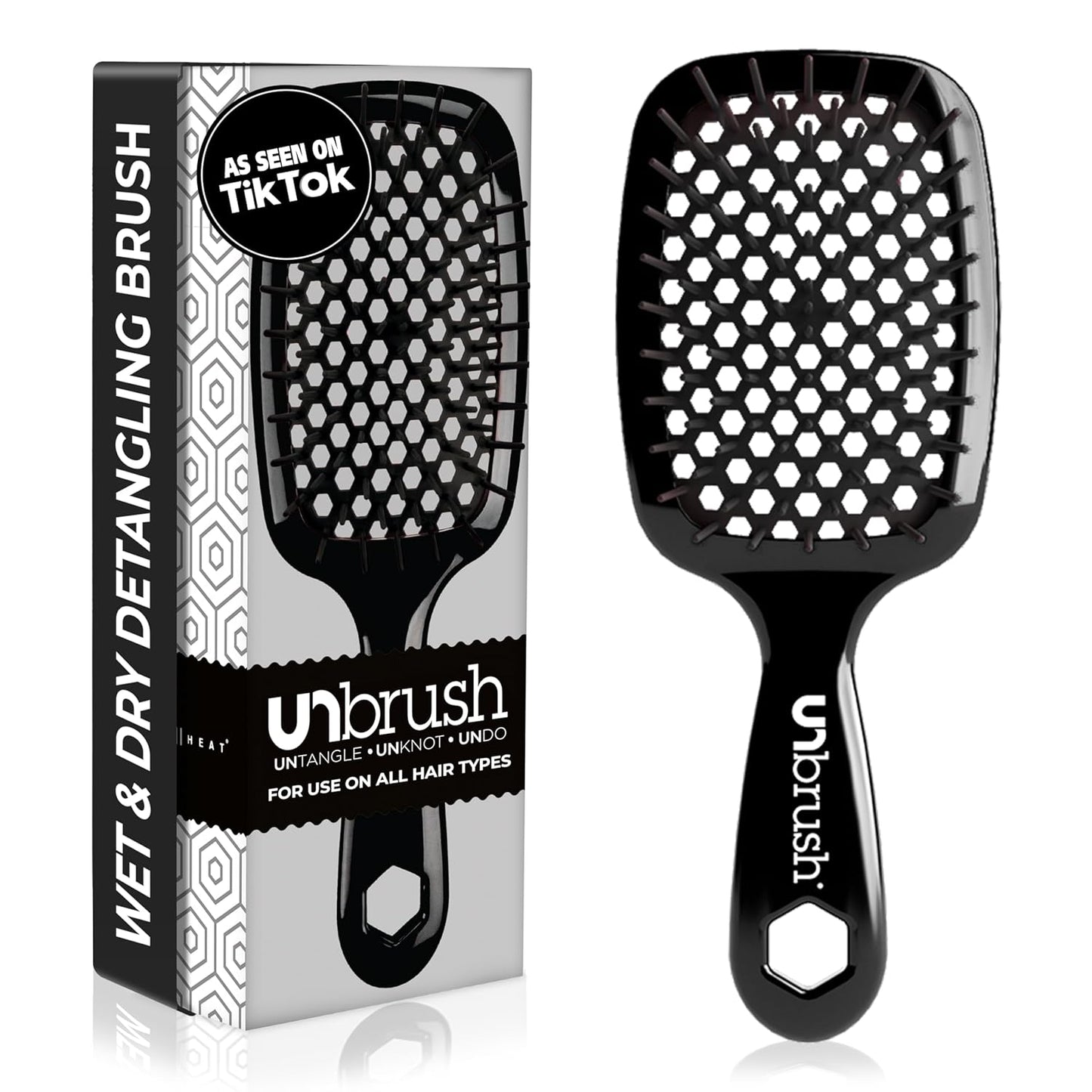 Jazmine Heat Unbrush Détanglant la brosse pour le brossage sans douleur sur tous les types de cheveux humides ou secs - Préplettes antistatiques duoflex durables, poignée légère, brosse à cheveux ventilée