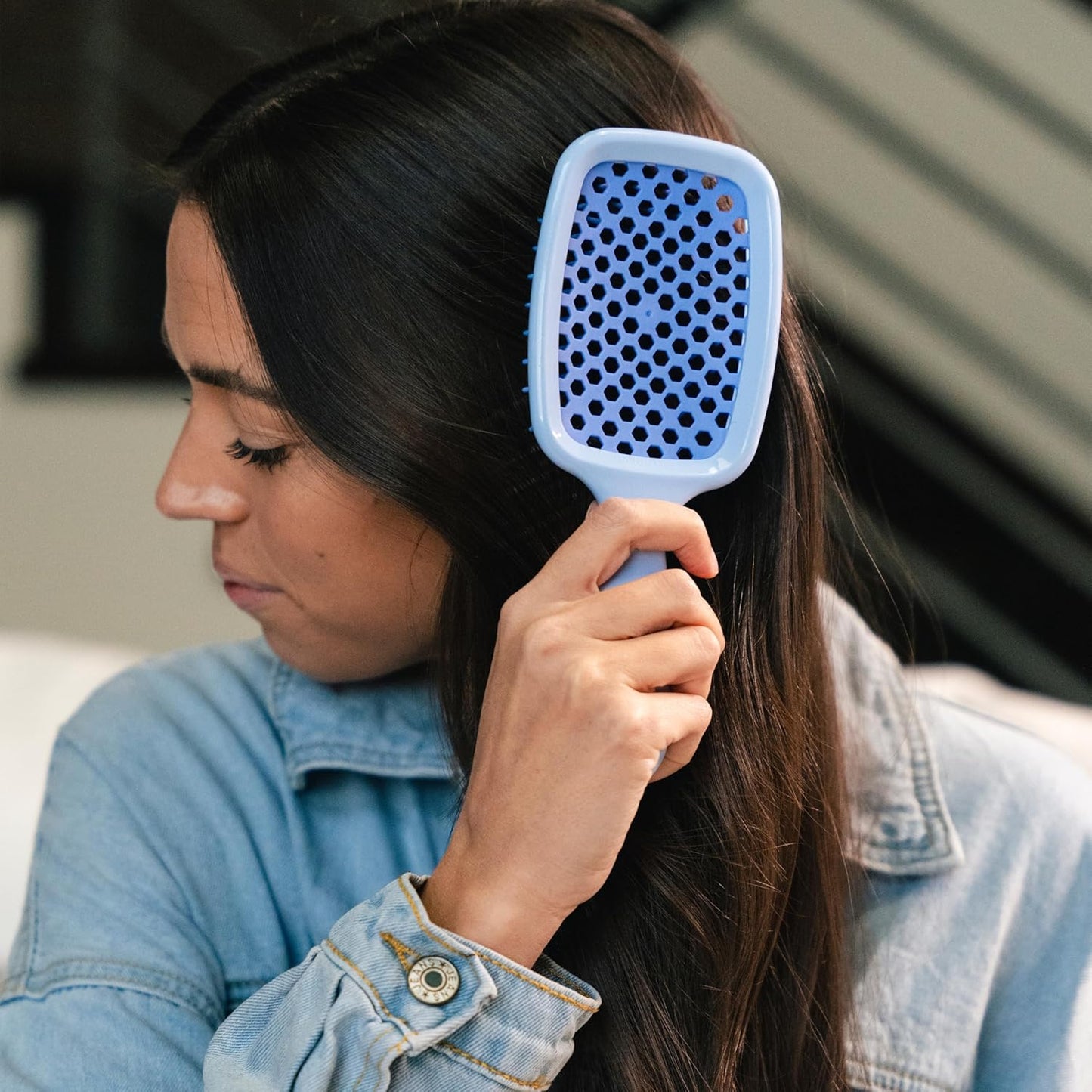 Jazmine Heat Unbrush Détanglant la brosse pour le brossage sans douleur sur tous les types de cheveux humides ou secs - Préplettes antistatiques duoflex durables, poignée légère, brosse à cheveux ventilée