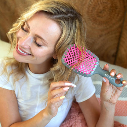 Jazmine Heat Unbrush Détanglant la brosse pour le brossage sans douleur sur tous les types de cheveux humides ou secs - Préplettes antistatiques duoflex durables, poignée légère, brosse à cheveux ventilée