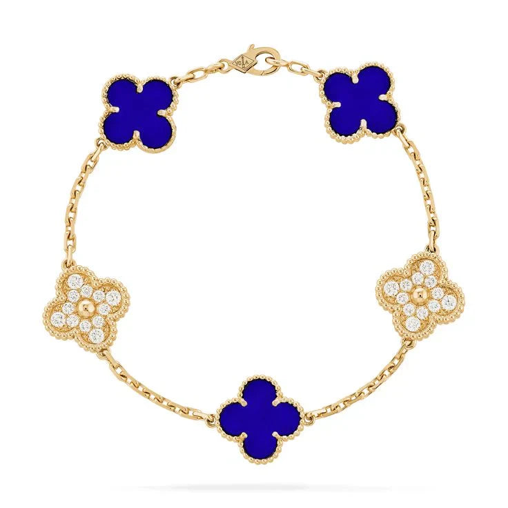 Bracelet Clover - Blue royal et or