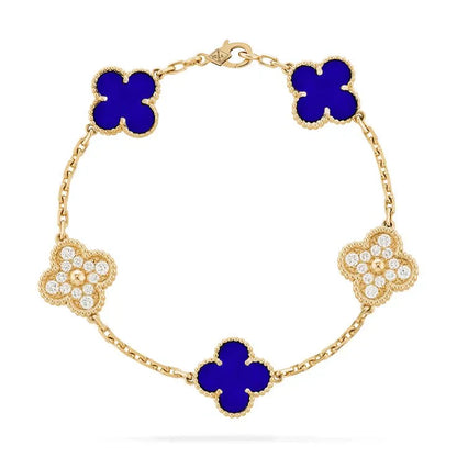 Bracelet Clover - Blue royal et or