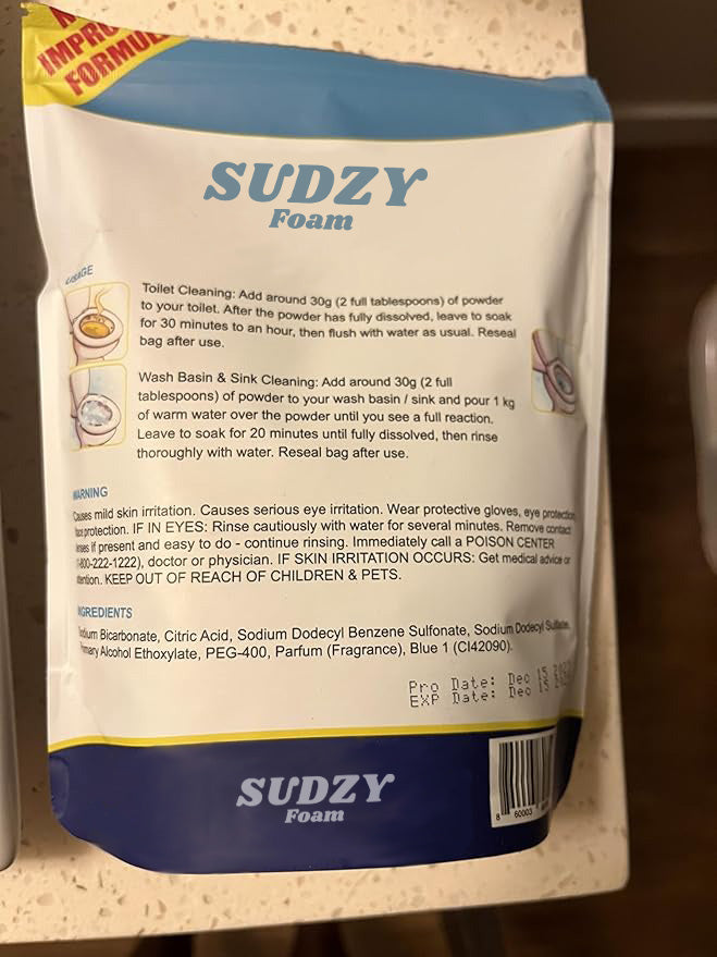 Sudzy Foam® - Nettoyeur de toilettes: poudre miracle auto-activatrice