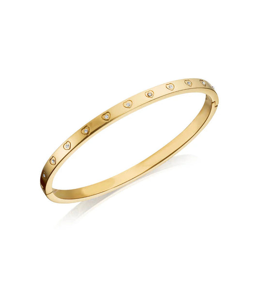 Crystal Heart Bangle (goud)